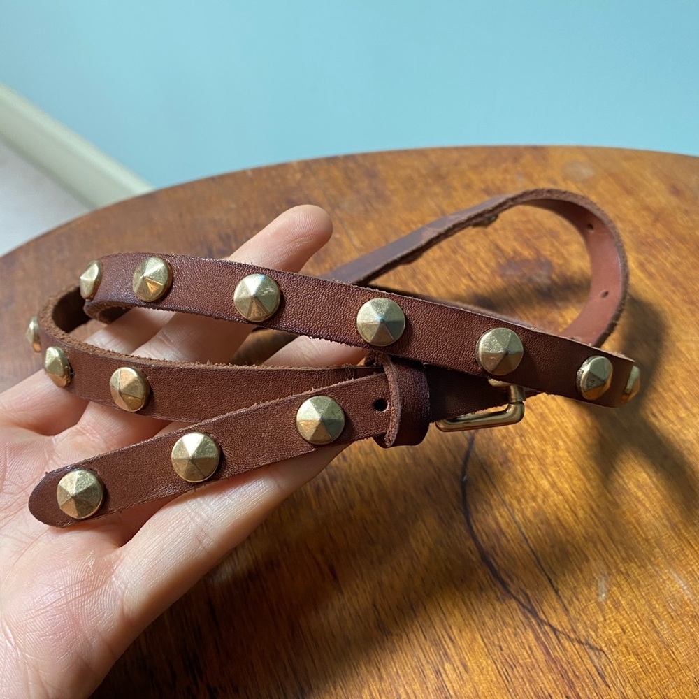 J CREW gold studded leather belt